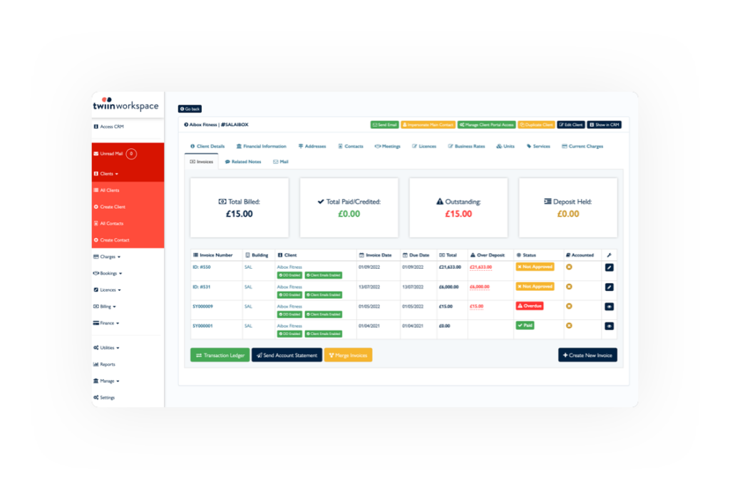 The twiinworkspace screen