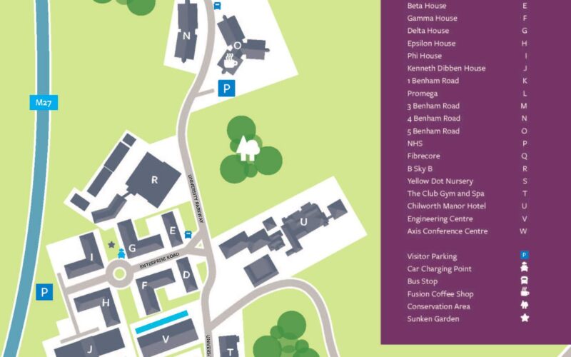 Map of the University of Southampton Science Park site
